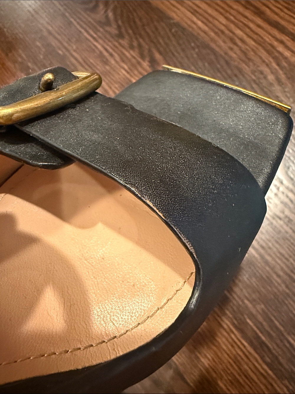 Coach Black Leather Kyle Buckle Mule Sandals with Gold-Tone Hardware - Picture 6 of 8